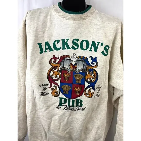 VTG 90s Jackson's Pub Co. Wicklow Ireland Crewneck Sweatshirt Men's LARGE New